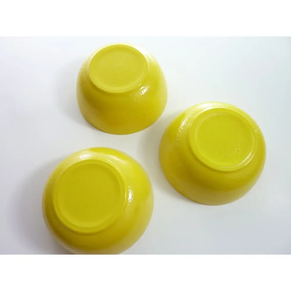 Vintage Yellow Textured Glass Bowls Set of 3 Retro Small Dessert Dishes 4.75